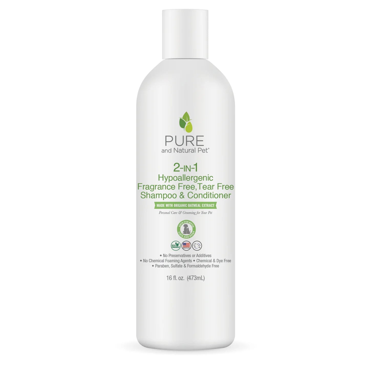 2-IN-1 Hypoallergenic Fragrance Free Tear Free Pet Shampoo & Conditioner 16 fl. oz.