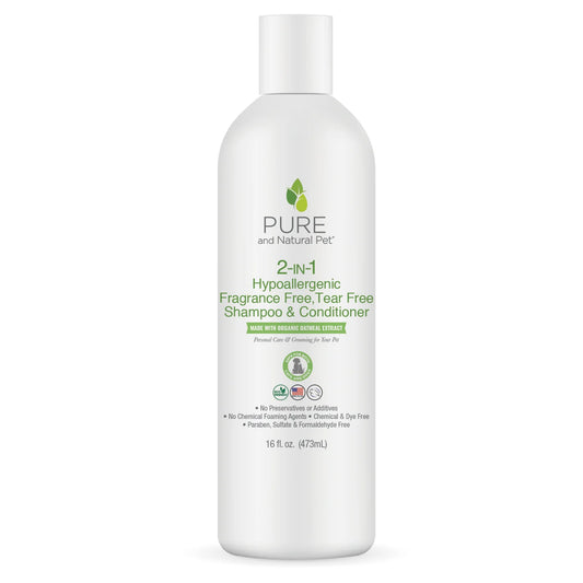 2-IN-1 Hypoallergenic Fragrance Free Tear Free Pet Shampoo & Conditioner 16 fl. oz.